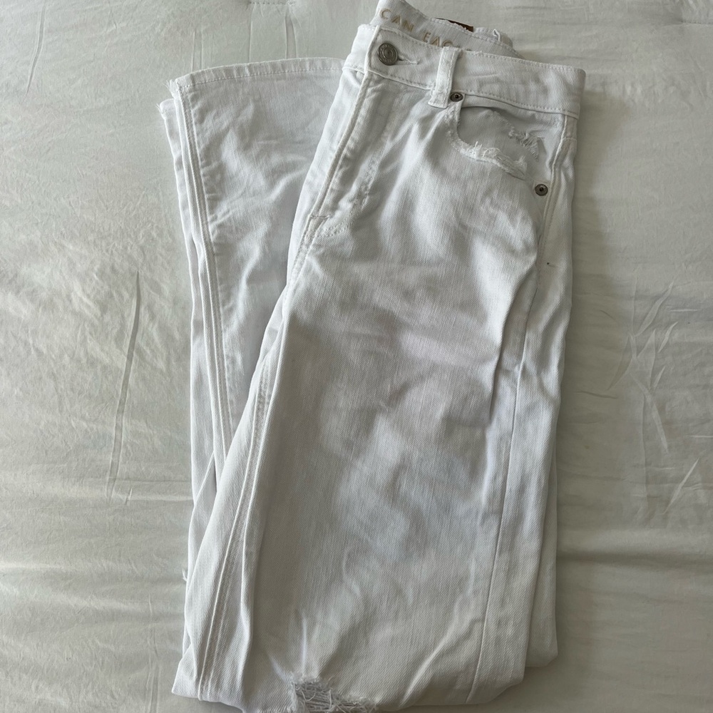 American Eagle Outfitters White Distressed Boyfriend Jeans